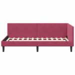 vidaXL Rohový rám postele Víno červené 90 cm x 200 cm Zamat – Obrázok 4