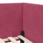 vidaXL Rohový rám postele Víno červené 90 cm x 200 cm Zamat – Obrázok 7