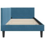 vidaXL Rohový rám postele s čelnou doskou Modrá 100 cm x 200 cm Zamat – Obrázok 5