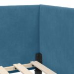 vidaXL Rohový rám postele s čelnou doskou Modrá 100 cm x 200 cm Zamat – Obrázok 7