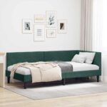 vidaXL Rohový rám postele Tmavozelená 100 cm x 200 cm Zamat