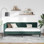 vidaXL Rohový rám postele Tmavozelená 100 cm x 200 cm Zamat – Obrázok 3