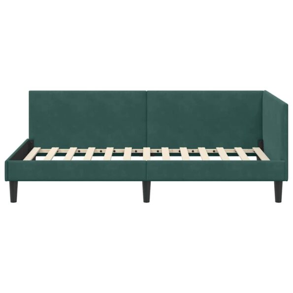 vidaXL Rohový rám postele Tmavozelená 100 cm x 200 cm Zamat – Obrázok 4