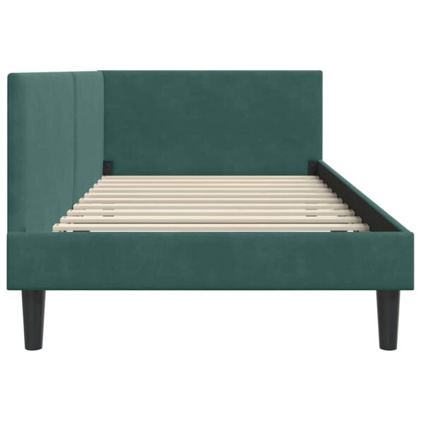 vidaXL Rohový rám postele Tmavozelená 100 cm x 200 cm Zamat – Obrázok 5
