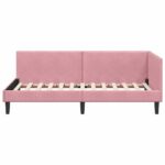 vidaXL Rohový rám postele s čelnou doskou Ružová 100 cm x 200 cm Zamat – Obrázok 4