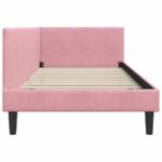 vidaXL Rohový rám postele s čelnou doskou Ružová 100 cm x 200 cm Zamat – Obrázok 5