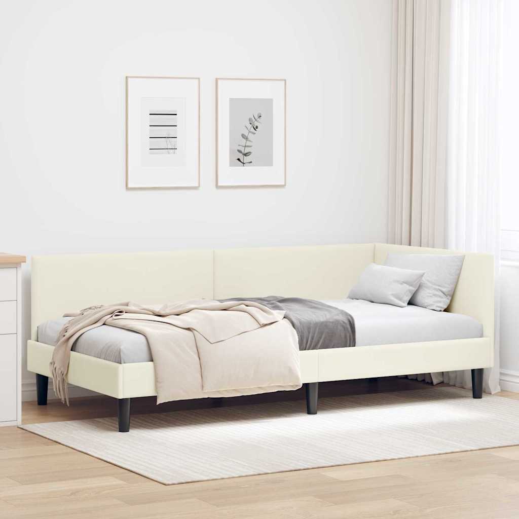 42016243_1.jpg vidaXL Rohový rám postele Krémová 100 cm x 200 cm Zamat – Obrázok 1