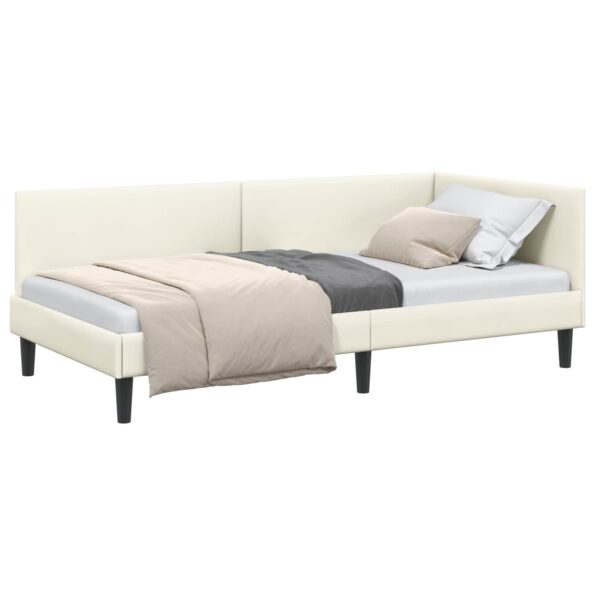 vidaXL Rohový rám postele Krémová 100 cm x 200 cm Zamat – Obrázok 10