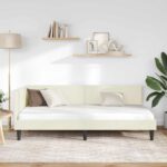 vidaXL Rohový rám postele Krémová 100 cm x 200 cm Zamat – Obrázok 3