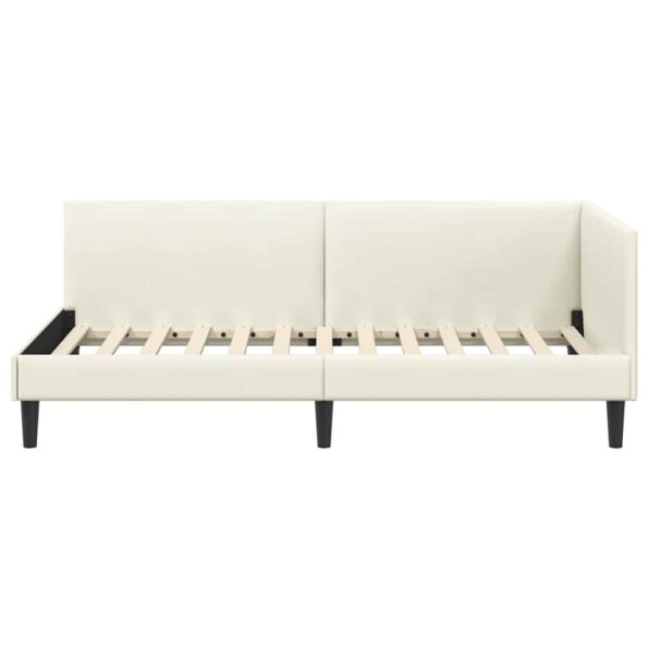 vidaXL Rohový rám postele Krémová 100 cm x 200 cm Zamat – Obrázok 4