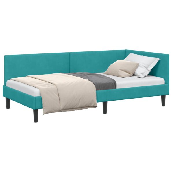 vidaXL Rohový rám postele Tyrkysová 100 cm x 200 cm Zamat – Obrázok 10