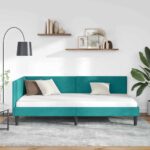 vidaXL Rohový rám postele Tyrkysová 100 cm x 200 cm Zamat – Obrázok 3