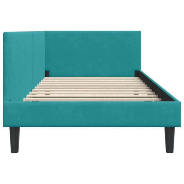 vidaXL Rohový rám postele Tyrkysová 100 cm x 200 cm Zamat – Obrázok 5