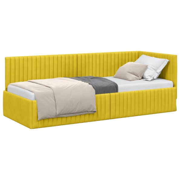 vidaXL Rohový rám postele s čelnou doskou Žltá 80 cm x 200 cm Zamat – Obrázok 2
