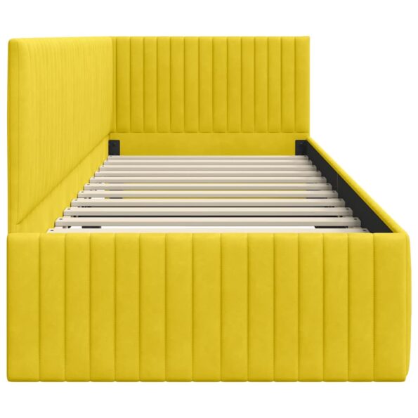 vidaXL Rohový rám postele s čelnou doskou Žltá 80 cm x 200 cm Zamat – Obrázok 5