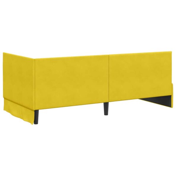 vidaXL Rohový rám postele s čelnou doskou Žltá 90 cm x 190 cm Zamat – Obrázok 6