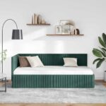 vidaXL Rohový rám postele Tmavozelená 90 x 200 cm Zamat – Obrázok 3