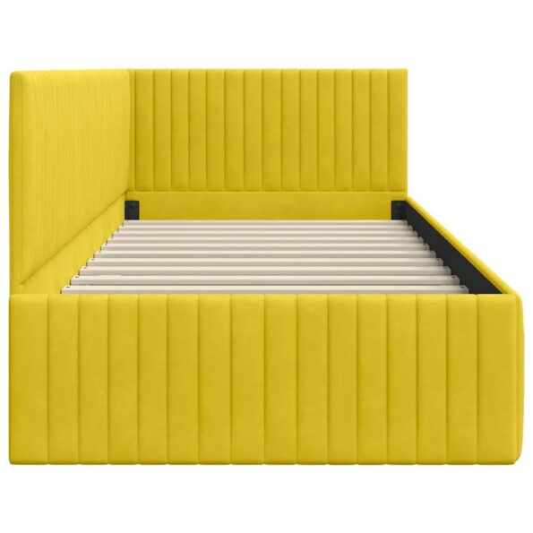 vidaXL Rohový rám postele s čelnou doskou Žltá 90 cm x 200 cm Zamat – Obrázok 5
