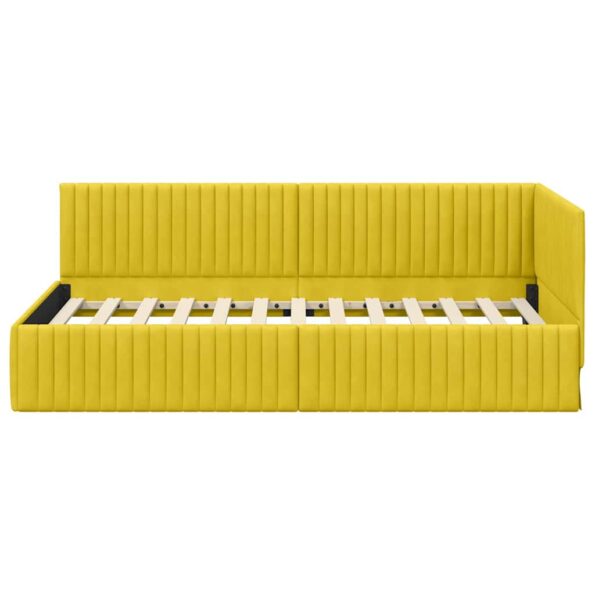 vidaXL Rohový rám postele s čelnou doskou Žltá 100 cm x 200 cm Zamat – Obrázok 4