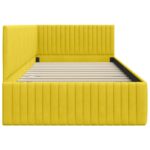 vidaXL Rohový rám postele s čelnou doskou Žltá 100 cm x 200 cm Zamat – Obrázok 5