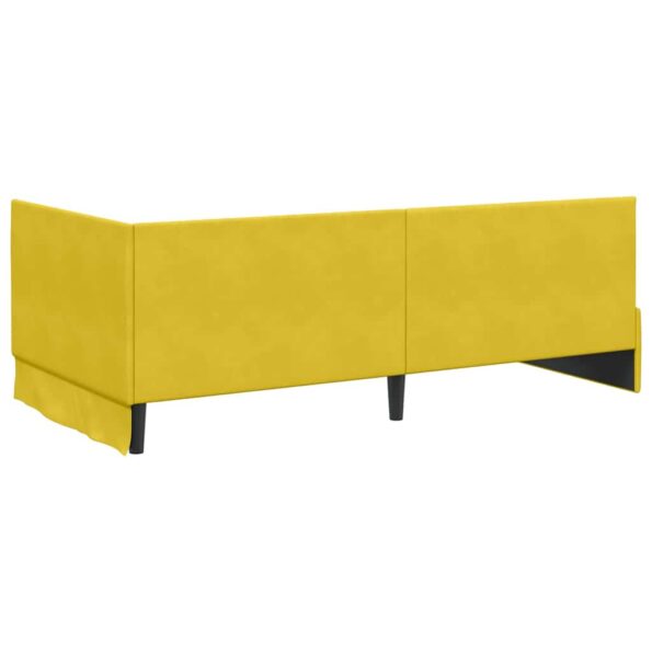 vidaXL Rohový rám postele s čelnou doskou Žltá 100 cm x 200 cm Zamat – Obrázok 6