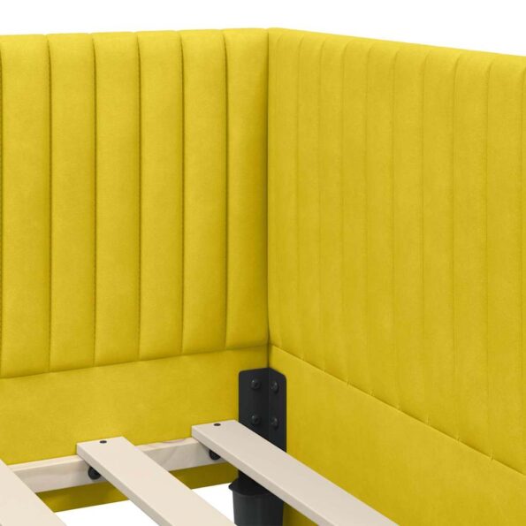 vidaXL Rohový rám postele s čelnou doskou Žltá 100 cm x 200 cm Zamat – Obrázok 7