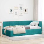 vidaXL Rohový rám postele Tyrkysová 100 cm x 200 cm Zamat