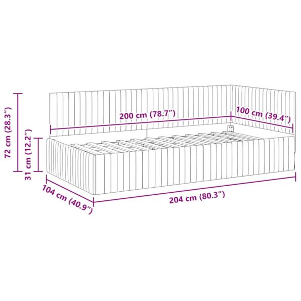 vidaXL Rohový rám postele Tyrkysová 100 cm x 200 cm Zamat – Obrázok 10