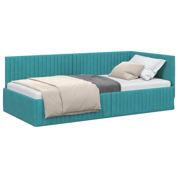 vidaXL Rohový rám postele Tyrkysová 100 cm x 200 cm Zamat – Obrázok 2
