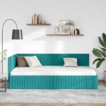 vidaXL Rohový rám postele Tyrkysová 100 cm x 200 cm Zamat – Obrázok 3