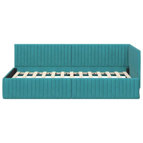 vidaXL Rohový rám postele Tyrkysová 100 cm x 200 cm Zamat – Obrázok 4