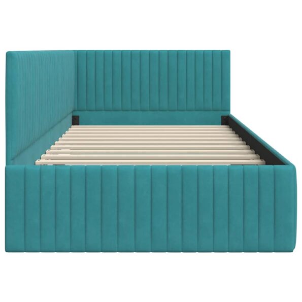 vidaXL Rohový rám postele Tyrkysová 100 cm x 200 cm Zamat – Obrázok 5