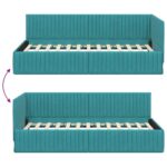 vidaXL Rohový rám postele Tyrkysová 100 cm x 200 cm Zamat – Obrázok 8