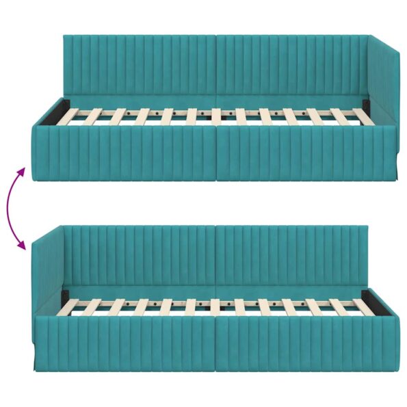 vidaXL Rohový rám postele Tyrkysová 100 cm x 200 cm Zamat – Obrázok 8