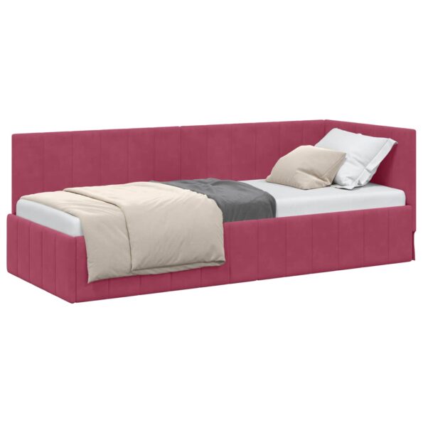 vidaXL Rohový rám postele Víno červené 80 cm x 200 cm Zamat – Obrázok 2