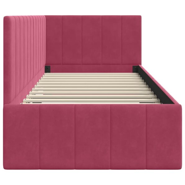 vidaXL Rohový rám postele Víno červené 80 cm x 200 cm Zamat – Obrázok 5