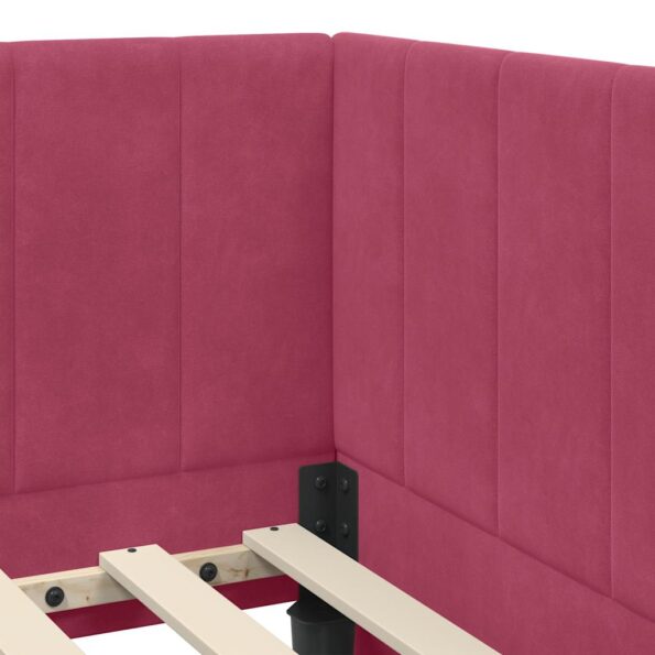 vidaXL Rohový rám postele Víno červené 80 cm x 200 cm Zamat – Obrázok 7