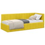 vidaXL Rohový rám postele s čelnou doskou Žltá 80 cm x 200 cm Zamat – Obrázok 2