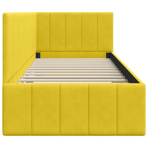 vidaXL Rohový rám postele s čelnou doskou Žltá 80 cm x 200 cm Zamat – Obrázok 5