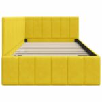 vidaXL Rohový rám postele s čelnou doskou Žltá 90 cm x 190 cm Zamat – Obrázok 5