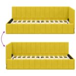 vidaXL Rohový rám postele s čelnou doskou Žltá 90 cm x 190 cm Zamat – Obrázok 8