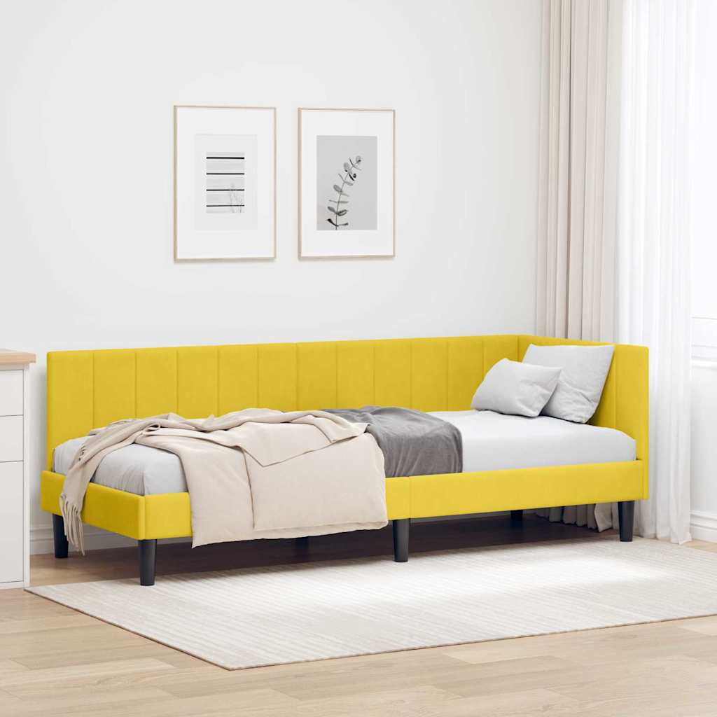 42016334_1.jpg vidaXL Rohový rám postele s čelnou doskou Žltá 80 cm x 200 cm Zamat – Obrázok 1