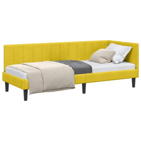 vidaXL Rohový rám postele s čelnou doskou Žltá 80 cm x 200 cm Zamat – Obrázok 10