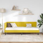 vidaXL Rohový rám postele s čelnou doskou Žltá 80 cm x 200 cm Zamat – Obrázok 3