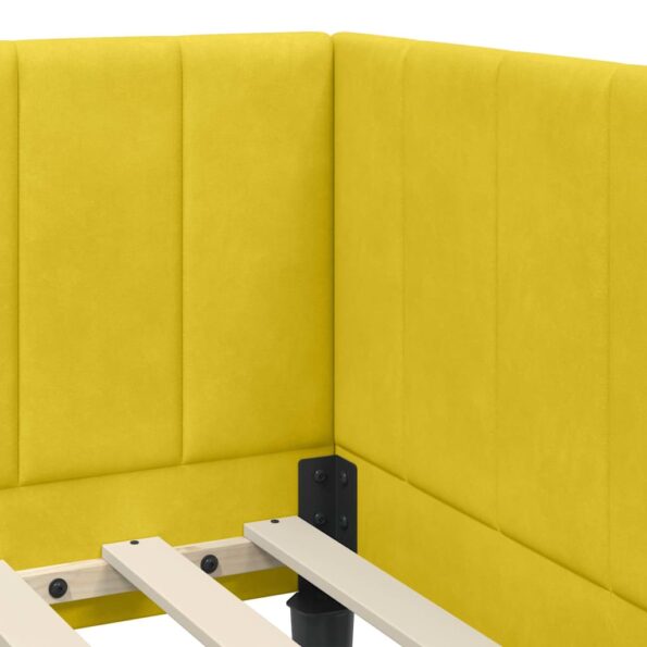 vidaXL Rohový rám postele s čelnou doskou Žltá 80 cm x 200 cm Zamat – Obrázok 7