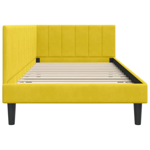 vidaXL Rohový rám postele s čelnou doskou Žltá 90 cm x 190 cm Zamat – Obrázok 5
