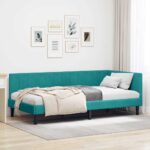 vidaXL Rohový rám postele Tyrkysová 100 cm x 200 cm Zamat