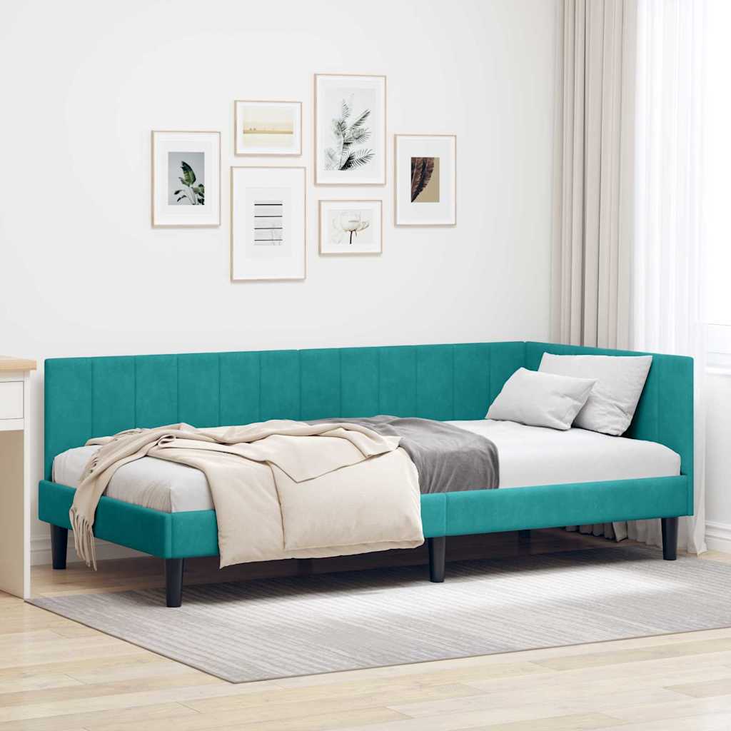 42016366_1.jpg vidaXL Rohový rám postele Tyrkysová 100 cm x 200 cm Zamat – Obrázok 1
