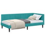 vidaXL Rohový rám postele Tyrkysová 100 cm x 200 cm Zamat – Obrázok 10