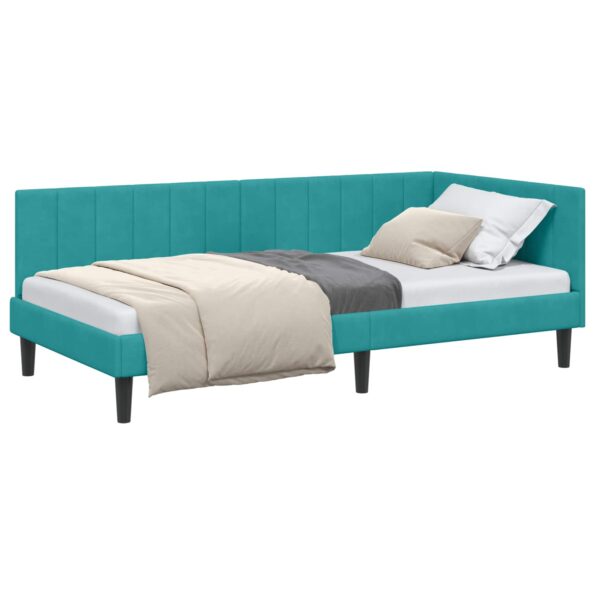 vidaXL Rohový rám postele Tyrkysová 100 cm x 200 cm Zamat – Obrázok 2